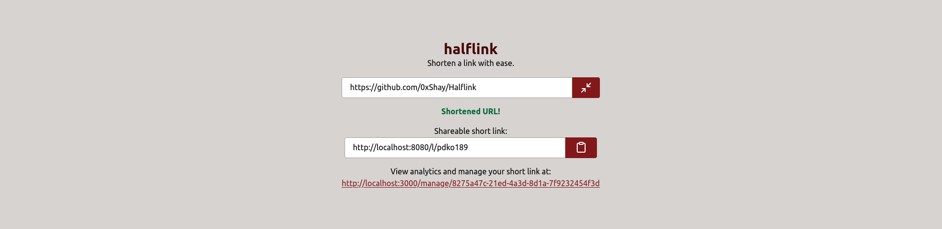 Screenshot #2 - Successful Shorten